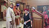 Поздравление прихожанок в день Жен-мироносиц. Кадр 00:20; ролик опубликован 26 апреля 2026 года.